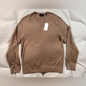 Vince Merino Wool Tan Crewneck Medium Pullover Sweater NWT Brown Preppy Cottage